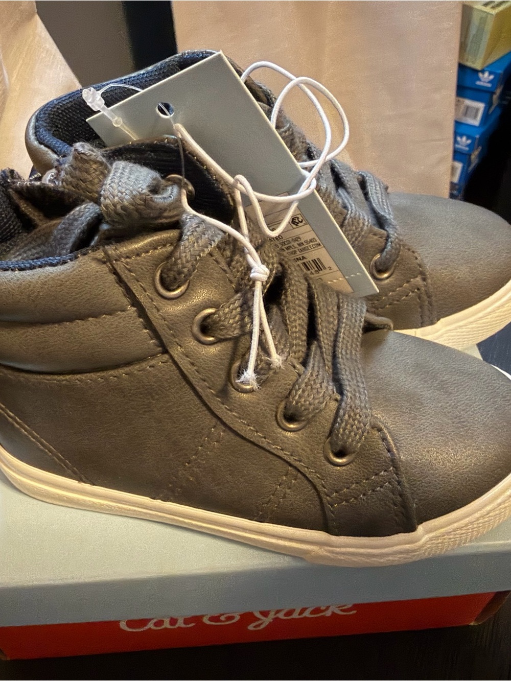 Cat & Jack Gray High-Top Kids Sneakers - Picture 2 of 4